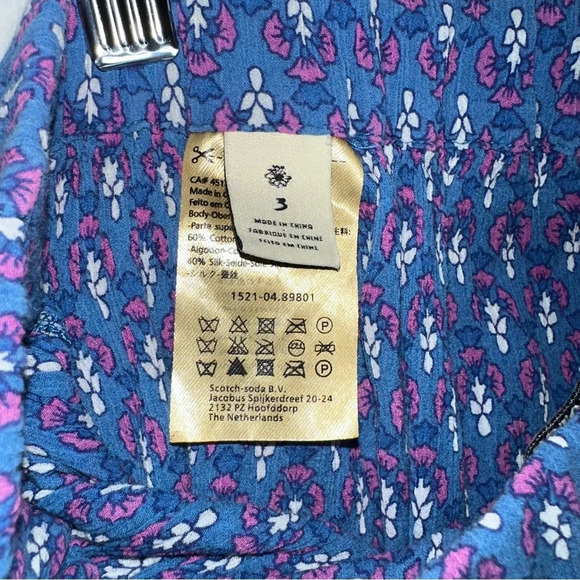 Maison Scotch Tropical Drift Silk Blend Skirt Blue Pink Patterned Tiered Lined L - Picture 6 of 7